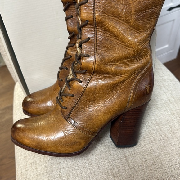 FRYE parker lace up leather tall heeled boots size 9🎀UNICORN 🎀 - Picture 7 of 10